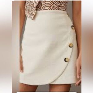 Maeve Ivory Mini Skirt with Gold Button Accents